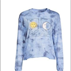 Womens No Boundaries Screen Print Tie Dye Short Top  Size L 11-13Juniors New